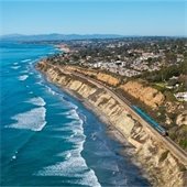 aerial view of train tracks