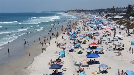 busy beach day