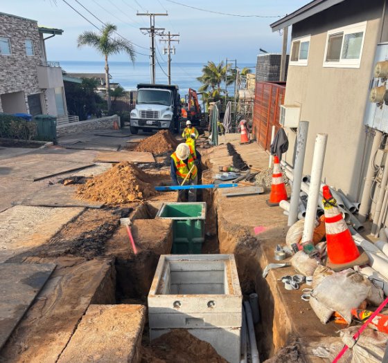 Conduit inside of open trench