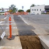 Backfilled trench at 11th Street
