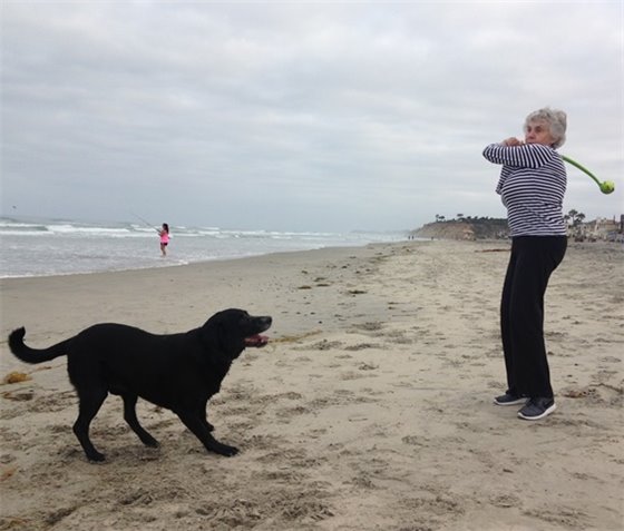 Marti and Jimi playing on beach