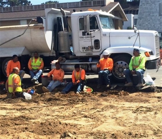 workers take a break