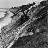 historic photo of railroad construction in Del Mar