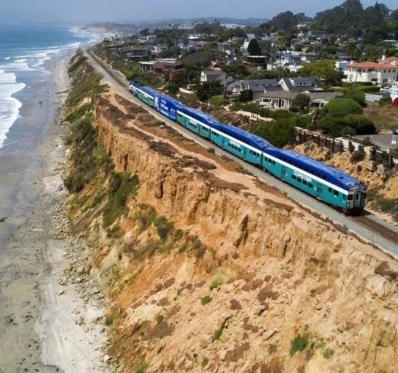 Coaster on narrow section of bluff