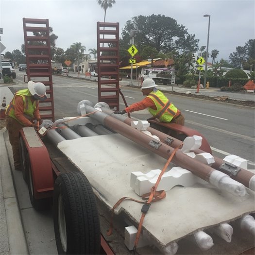 conduit trench at Del Mar Plaza
