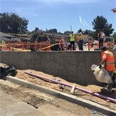 retaining wall at 12th Street