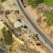 Heavy equipment by Train Tracks