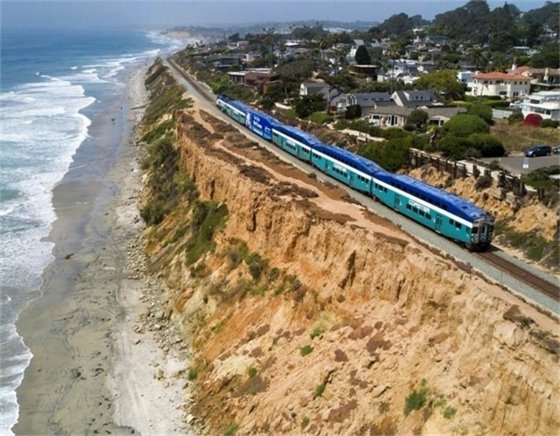train on bluff