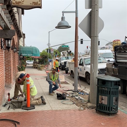 electrical workers at Straford Square