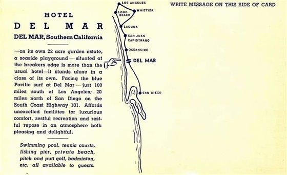 Hotel Del Mar promo card side 2