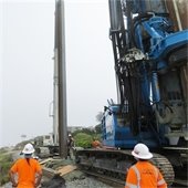 SANDAG crew setting piling